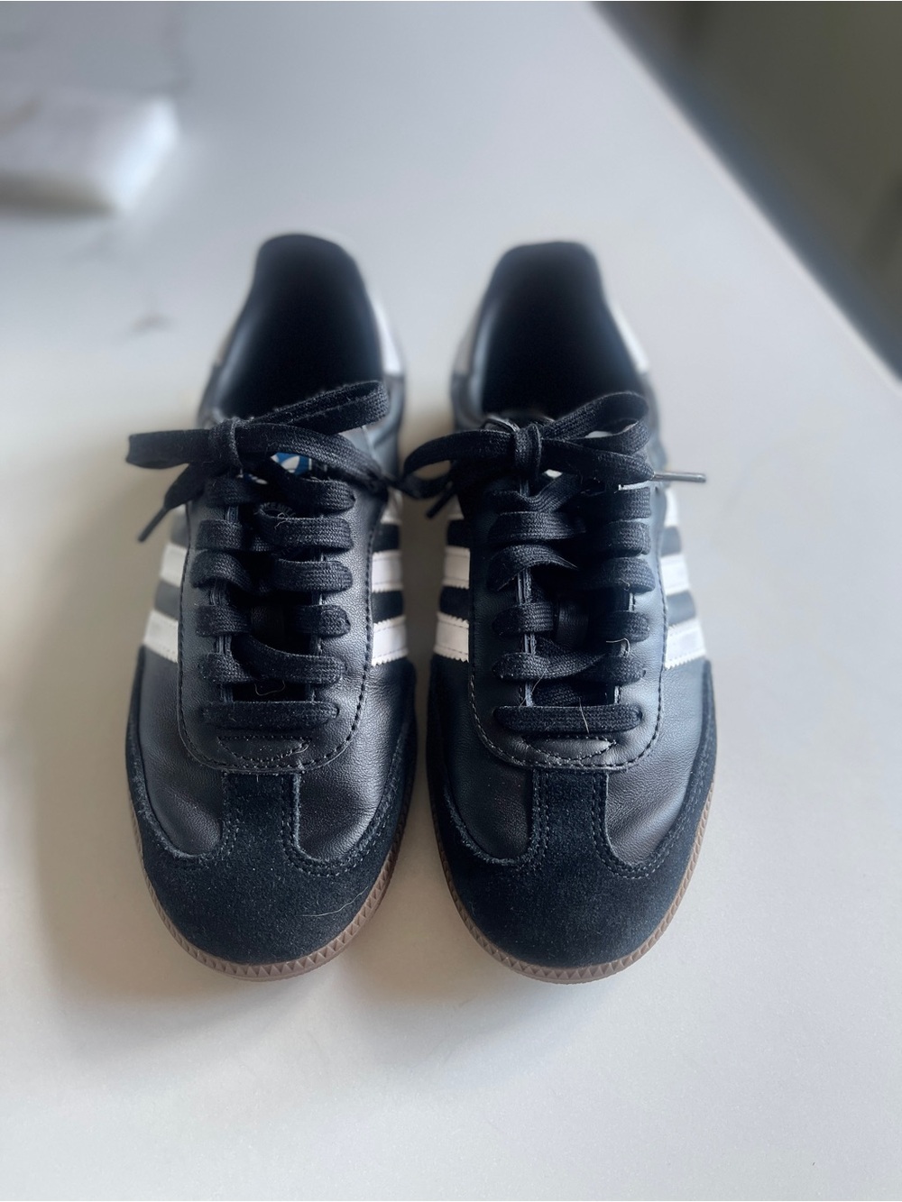 Women's Black Athletic Sneakers with White Stripes - Classic Lace-Up